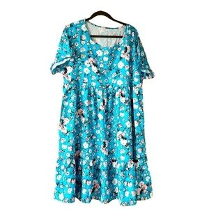 size 1X floral tier midi length dress